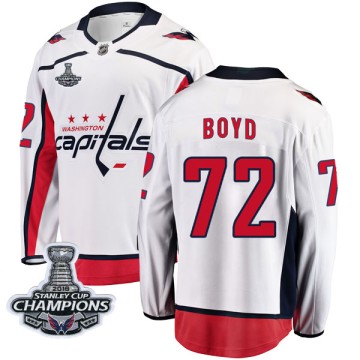 Breakaway Fanatics Branded Youth Travis Boyd Washington Capitals Away 2018 Stanley Cup Champions Patch Jersey - White