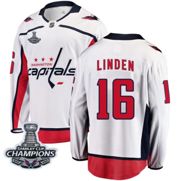 Breakaway Fanatics Branded Youth Trevor Linden Washington Capitals Away 2018 Stanley Cup Champions Patch Jersey - White