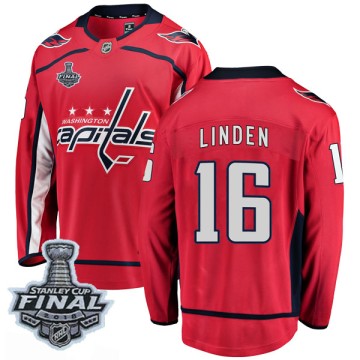 Breakaway Fanatics Branded Youth Trevor Linden Washington Capitals Home 2018 Stanley Cup Final Patch Jersey - Red