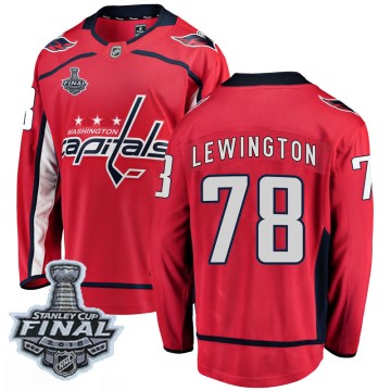 Breakaway Fanatics Branded Youth Tyler Lewington Washington Capitals Home 2018 Stanley Cup Final Patch Jersey - Red